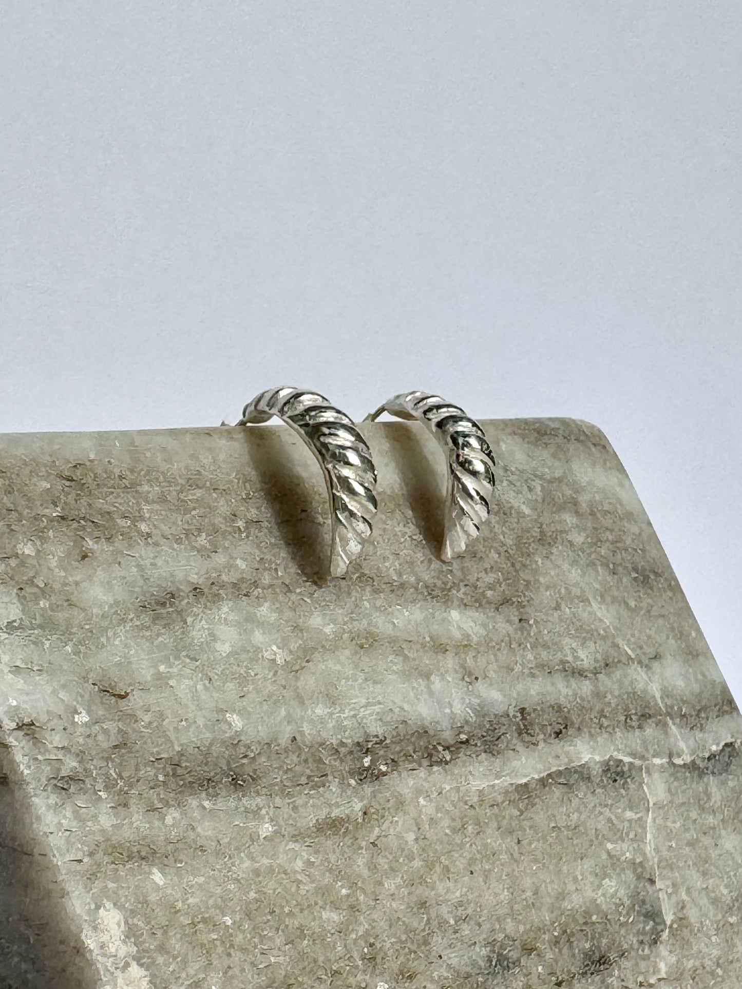 SILVER TWISTED HOOP EARRINGS